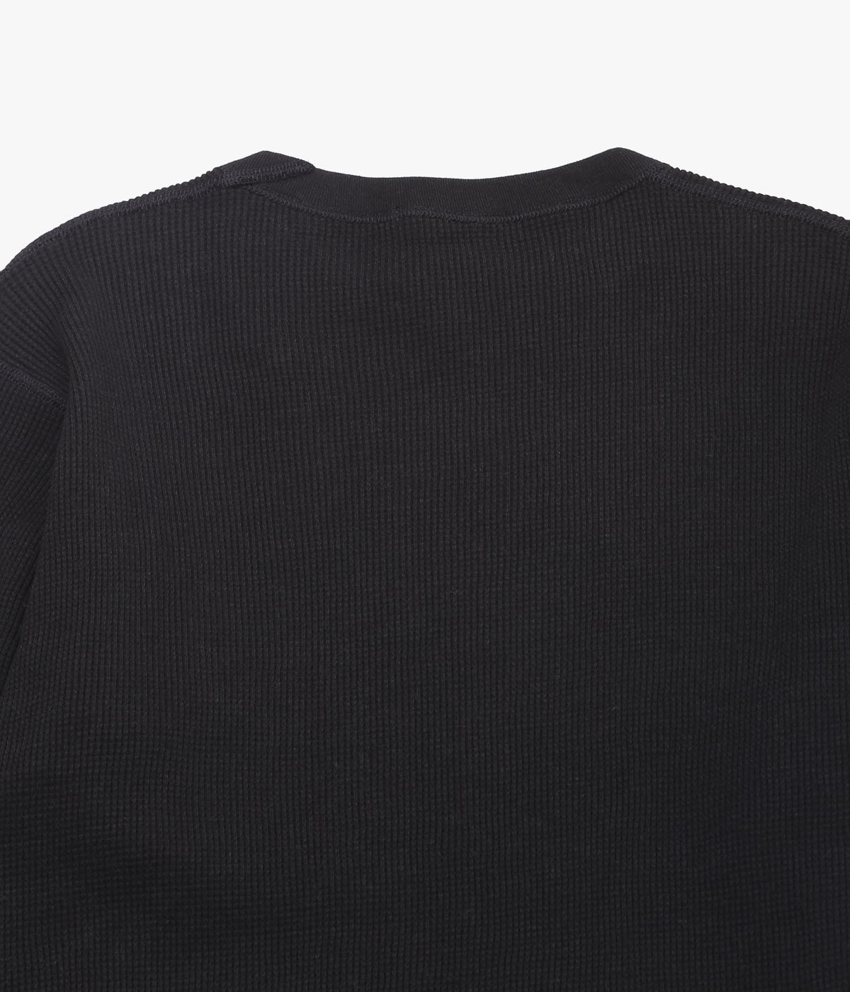COMOLI Cotton Cashmere Waffle Long Sleeve Crew Shirt (Black)