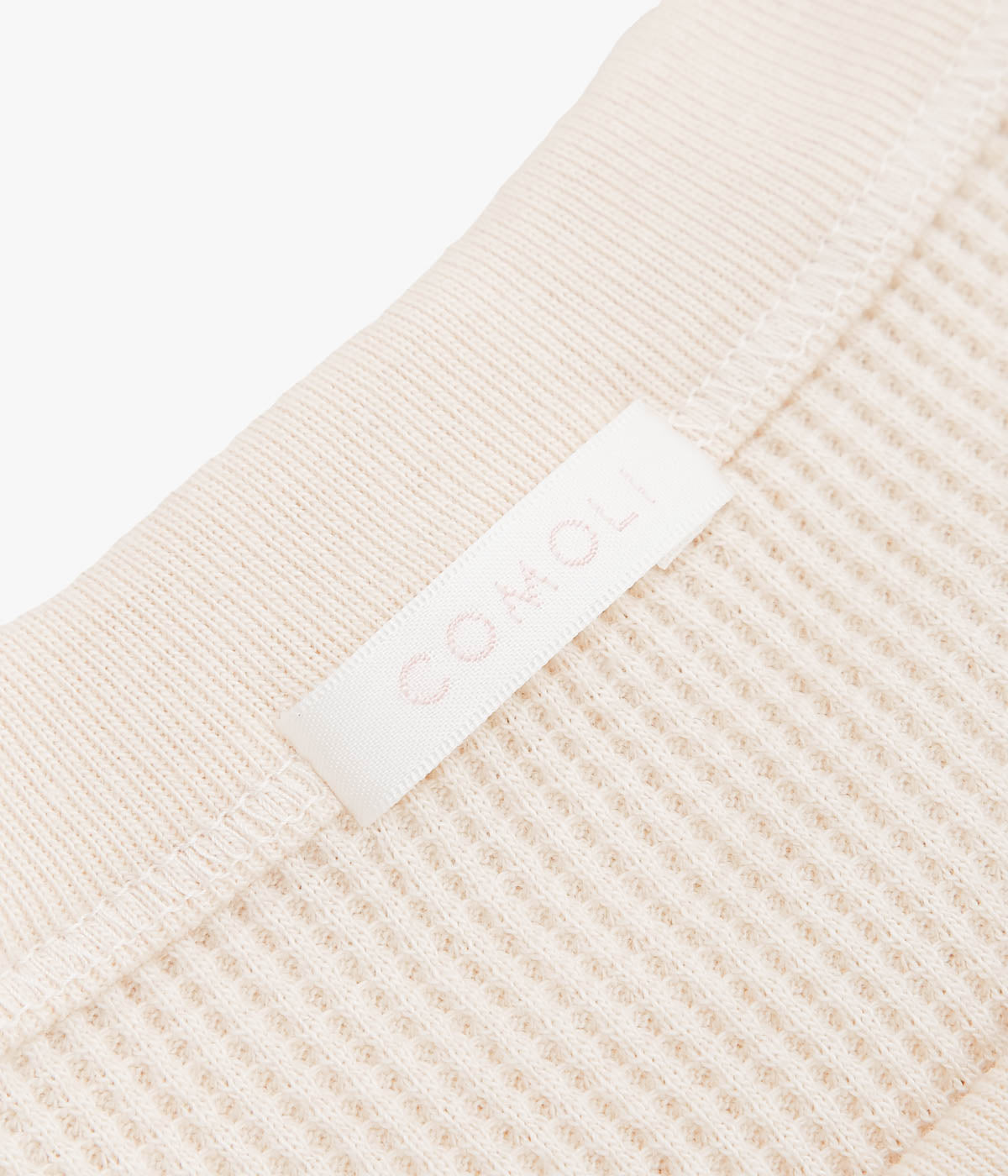 COMOLI Cotton Cashmere Waffle Long Sleeve Crew Neck Shirt (ECRU)