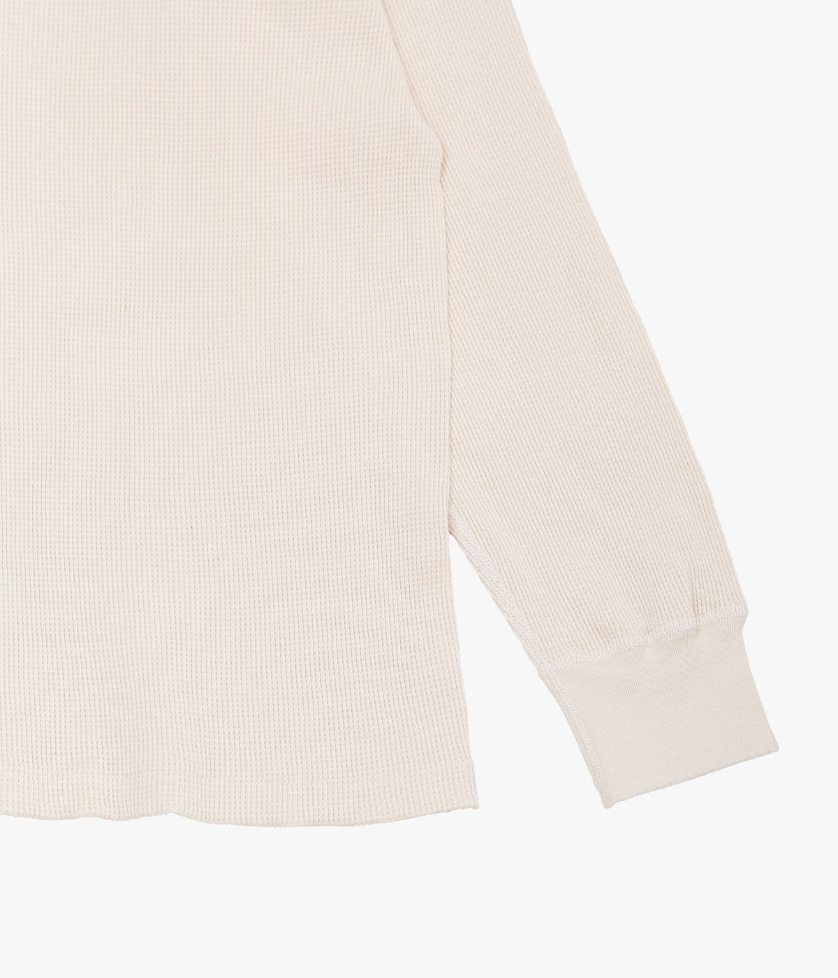 COMOLI Cotton Cashmere Waffle Long Sleeve Crew Neck Shirt (ECRU)