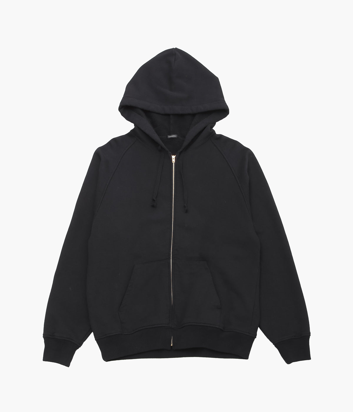 COMOLI "Cotton Fleece Zip Hoodie" (BLACK)