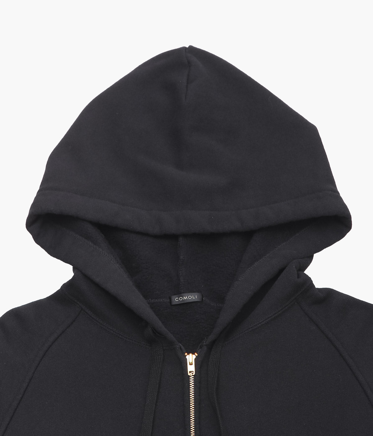 COMOLI "Cotton Fleece Zip Hoodie" (BLACK)