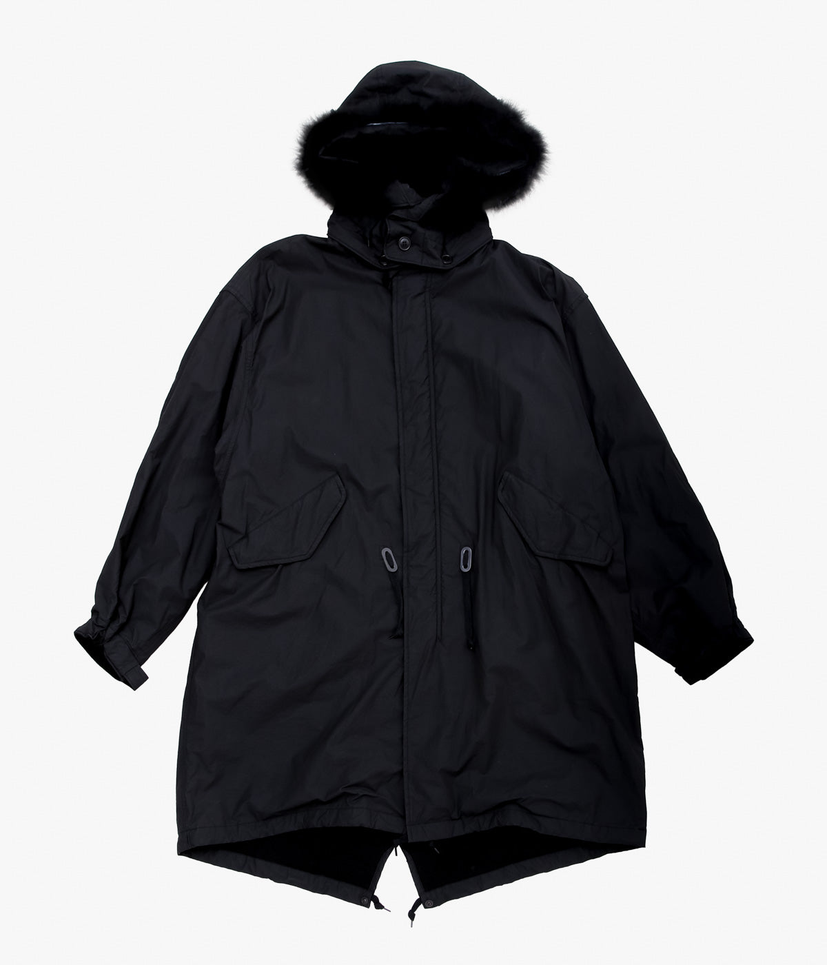 COMOLI "Cotton Nylon Military Hooded Coat" (Black)