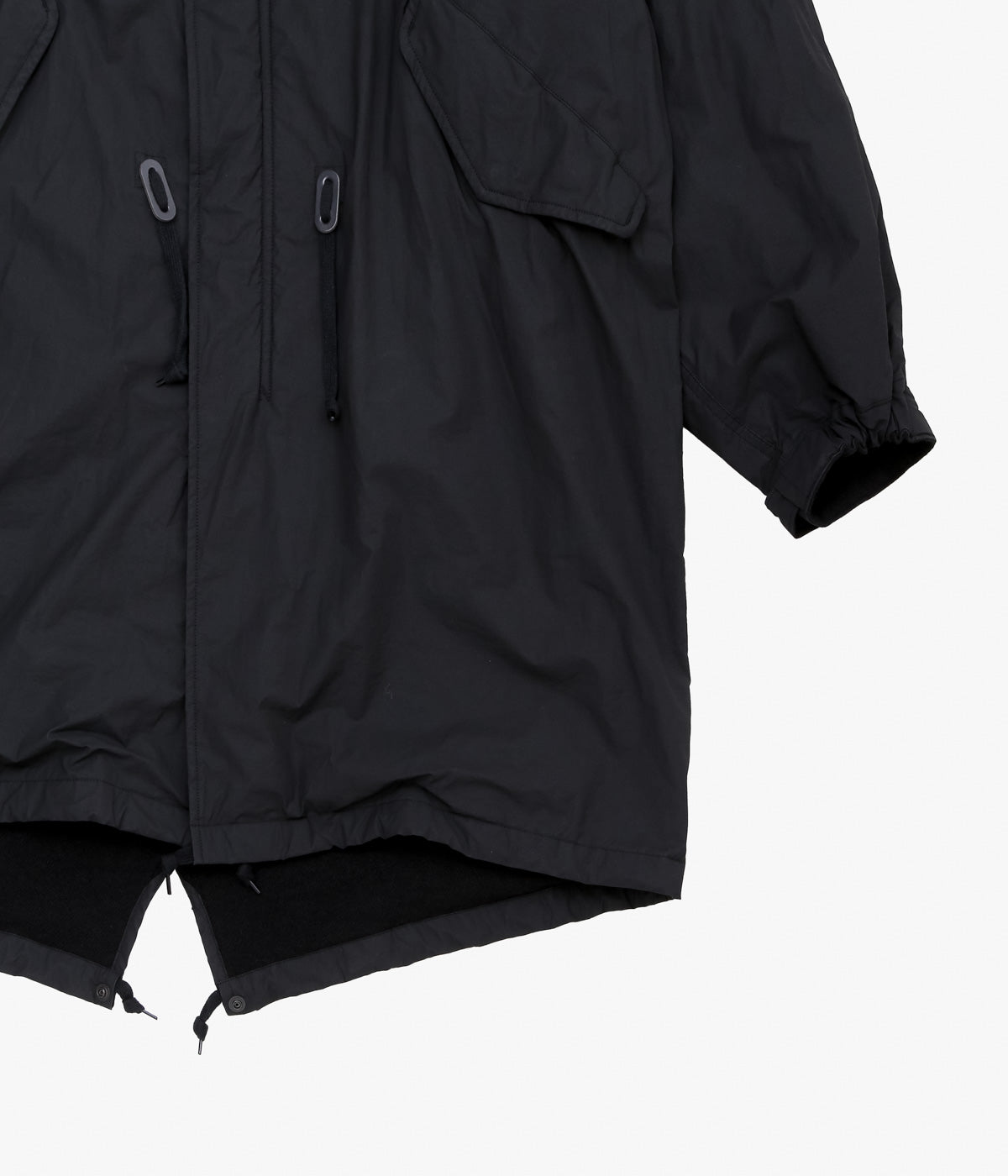 COMOLI "Cotton Nylon Military Hooded Coat" (Black)