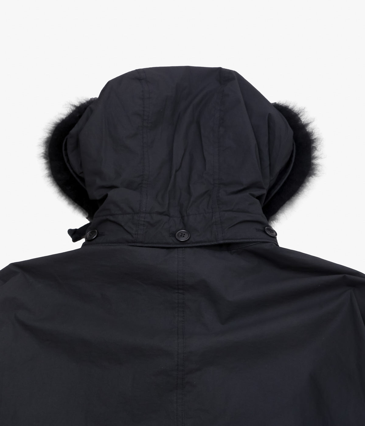 COMOLI "Cotton Nylon Military Hooded Coat" (Black)