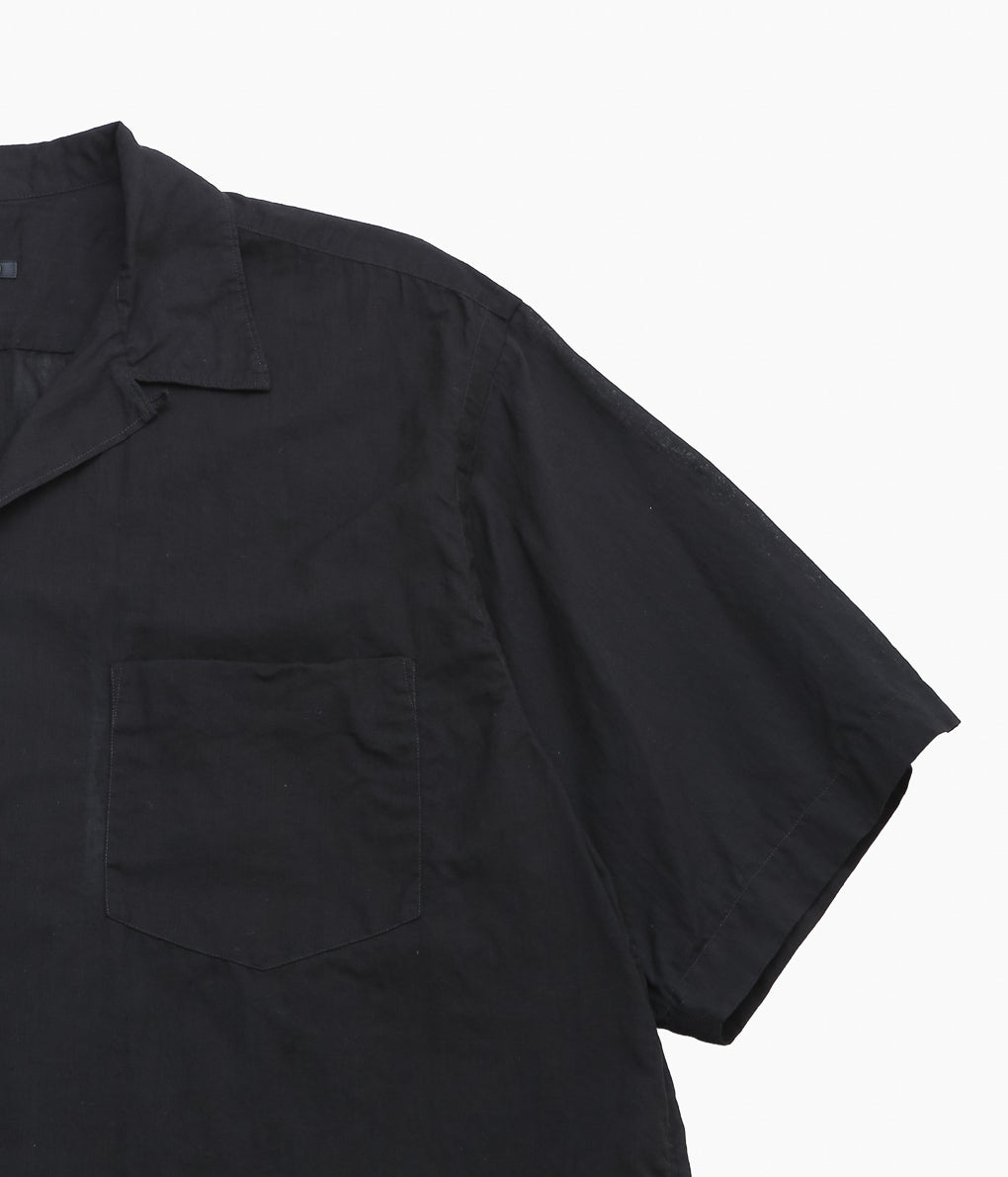 COMOLI ''KHADIコットン 半袖オープンカラーシャツ'' (BLACK