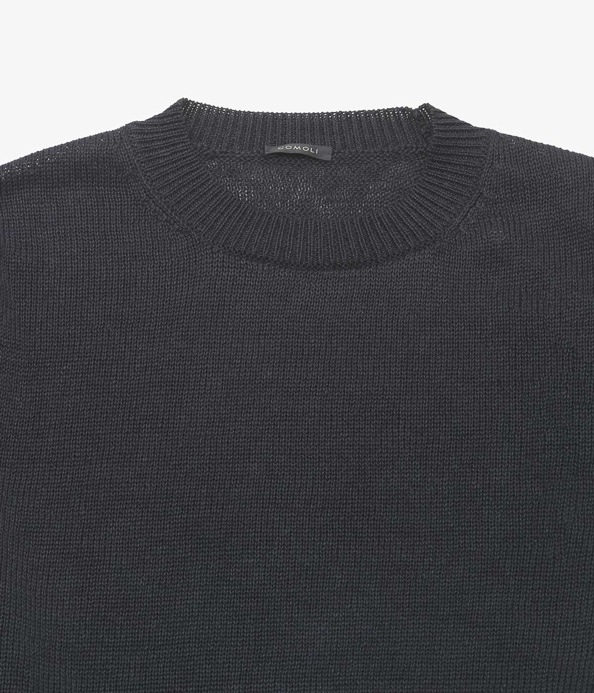 COMOLI ''リネン クルーネックニット'' (BLACK)