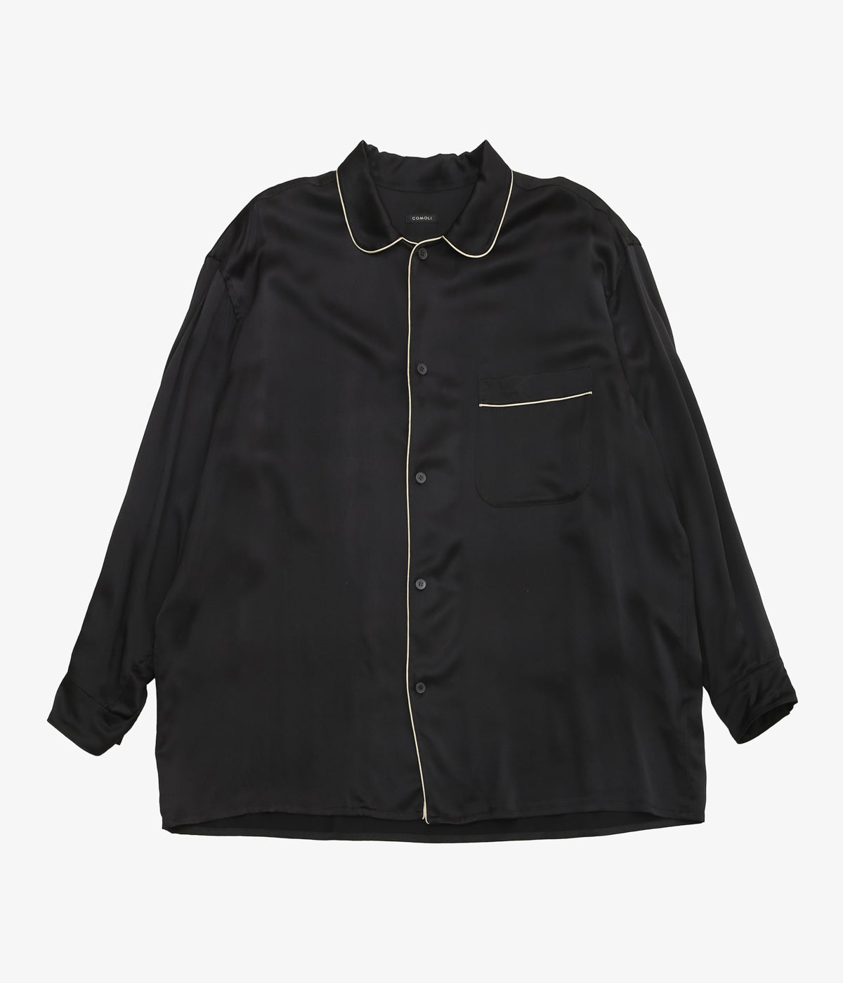 COMOLI Silk Pajama Shirt (Black)