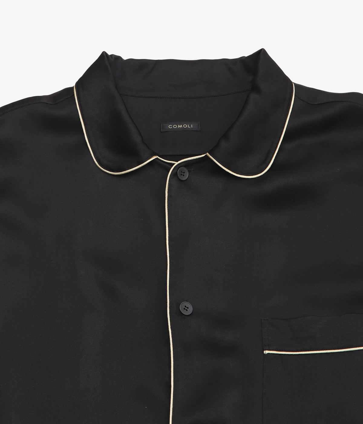 COMOLI Silk Pajama Shirt (Black)