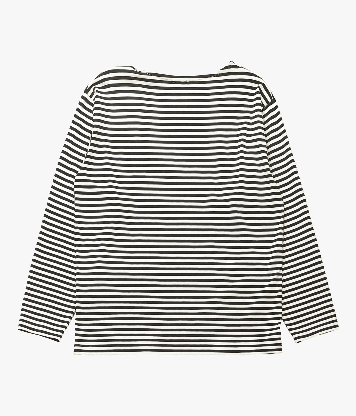 COMOLI "Border Boat Neck" (BLACK / ECRU)
