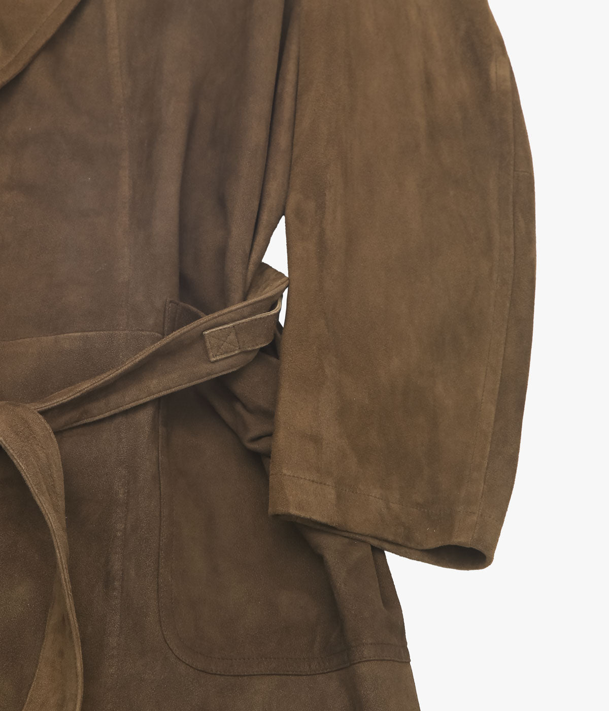 COMOLI "Suede Robe Coat" (BROWN)