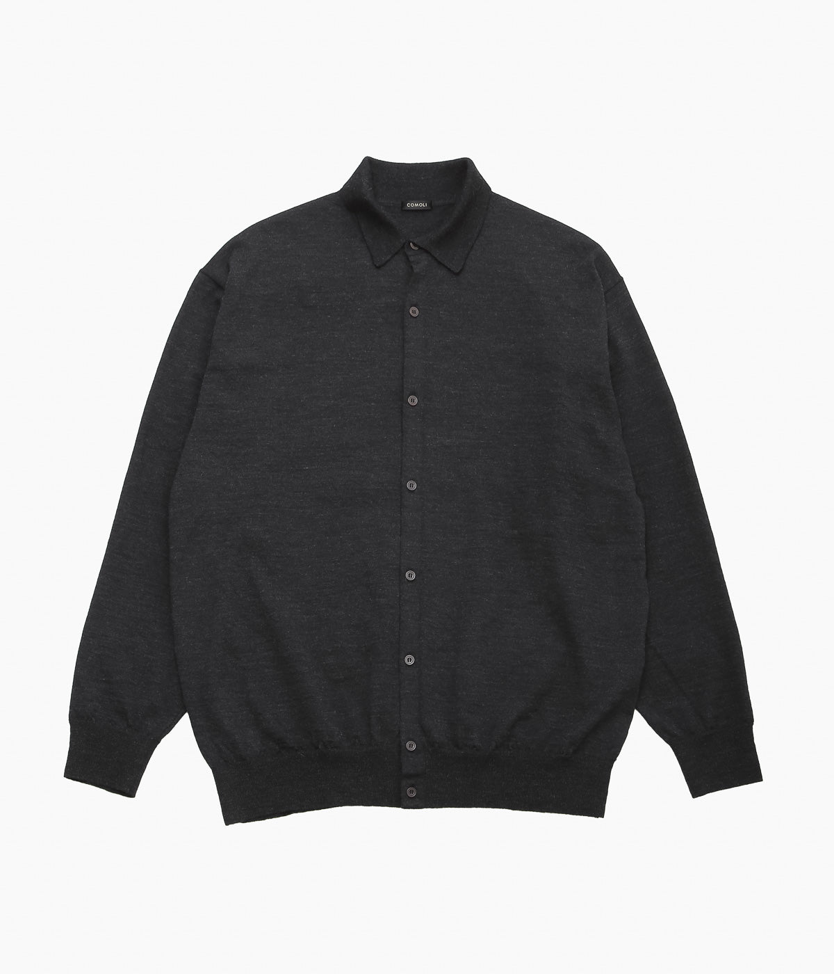 COMOLI Wool Collared Cardigan (Charcoal)