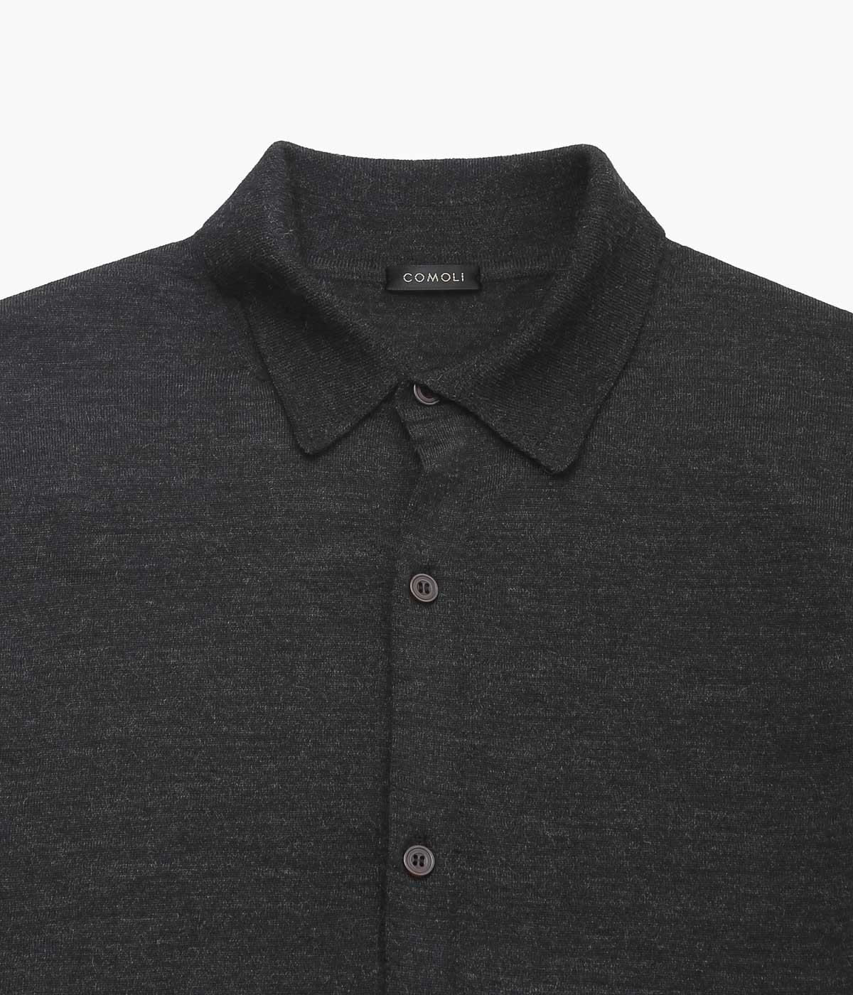 COMOLI Wool Collared Cardigan (Charcoal)