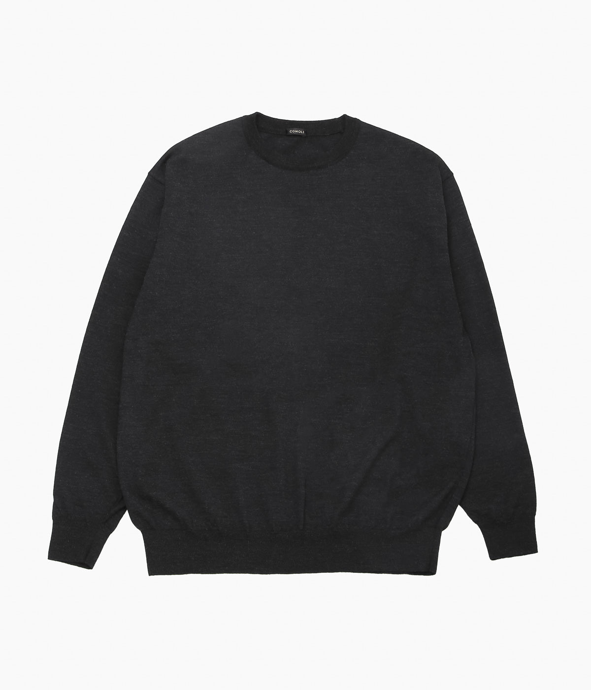 COMOLI Wool Crew Neck Knit (Charcoal)