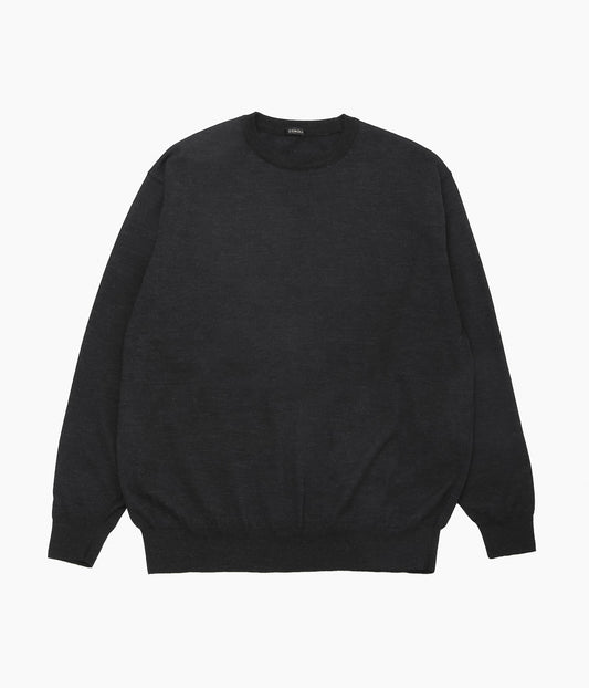 COMOLI Wool Crew Neck Knit (Charcoal)