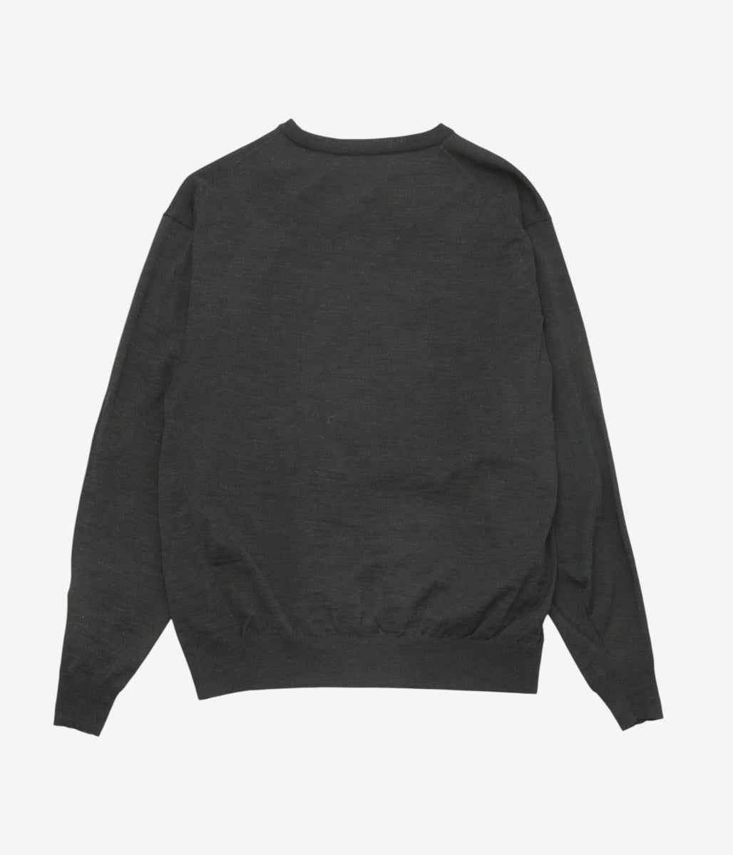 COMOLI "Wool Crew Neck Knit" (CHARCOAL)