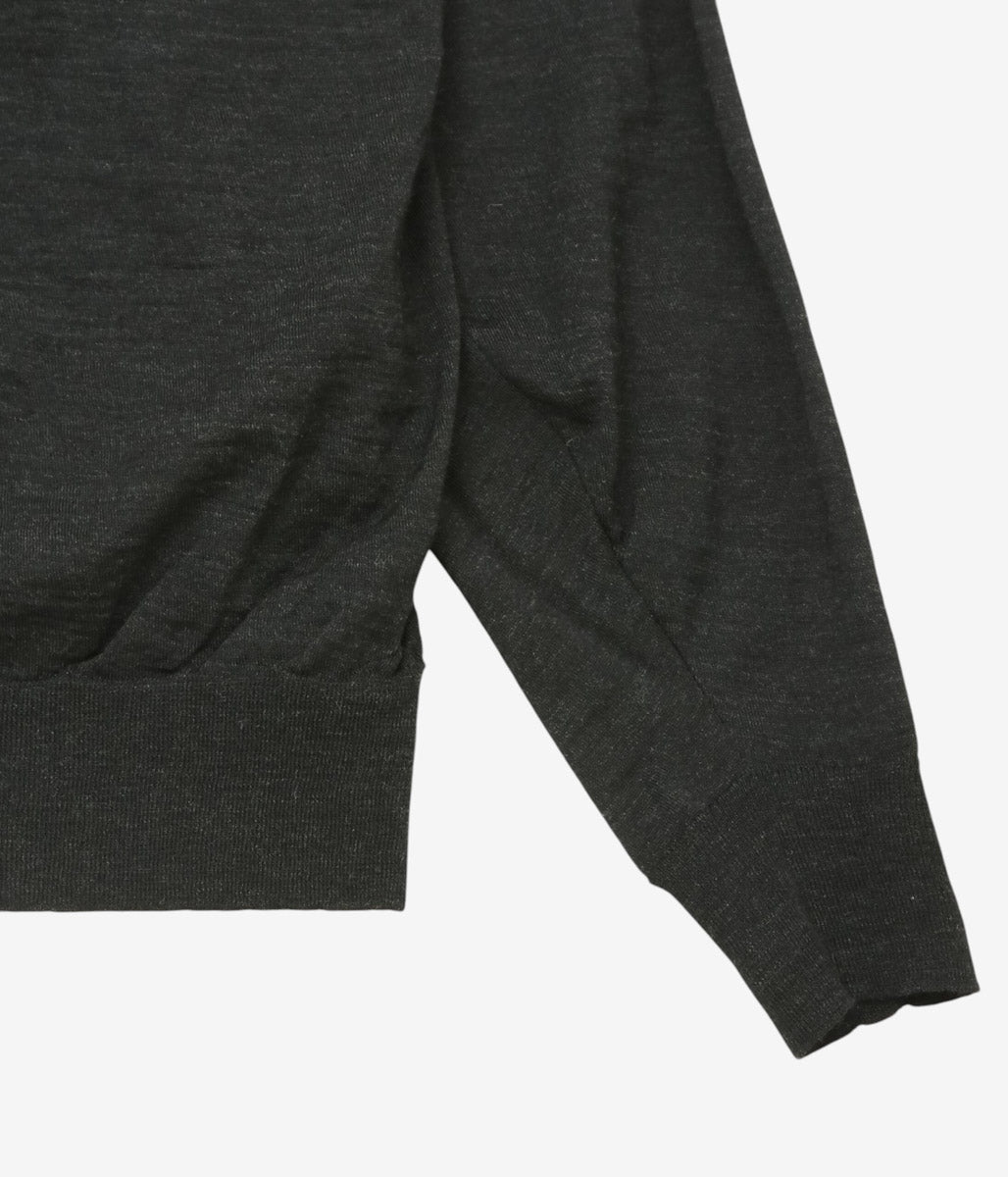 COMOLI "Wool Crew Neck Knit" (CHARCOAL)