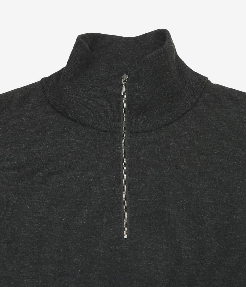 COMOLI ''ウール ハーフジップニット'' (CHARCOAL)