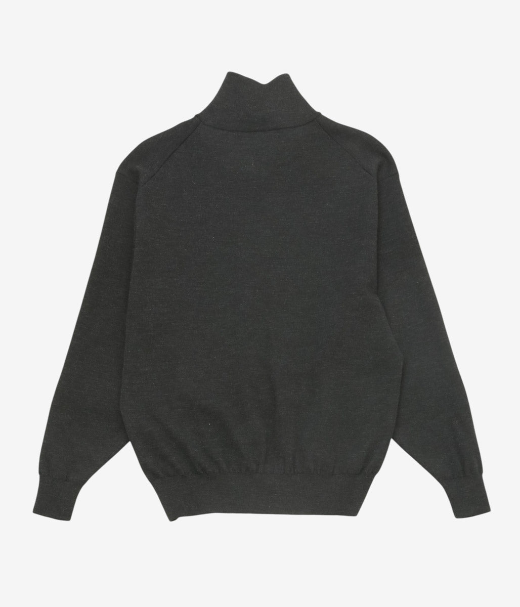 COMOLI ''ウール ハーフジップニット'' (CHARCOAL)