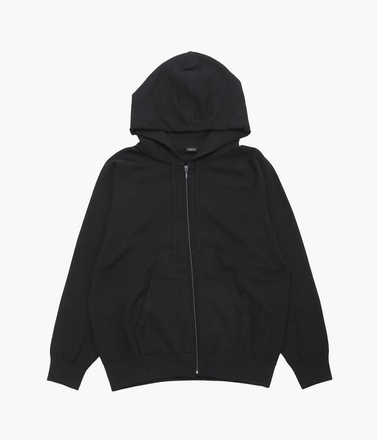 COMOLI "Wool Knit Zip Hoodie" (BLACK)