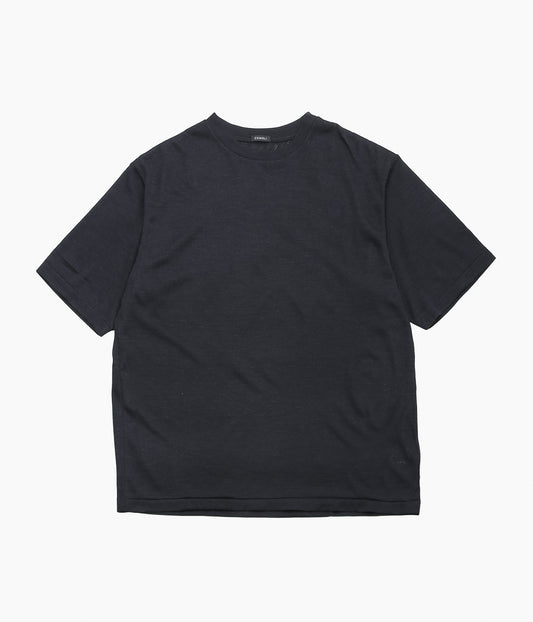 COMOLI "울 메쉬 반팔 티셔츠"(CHARCOAL)