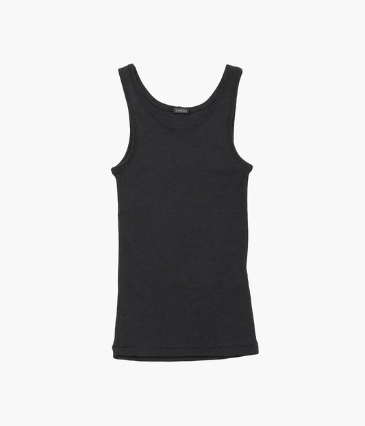 COMOLI Wool Rib Tank Top (Charcoal)