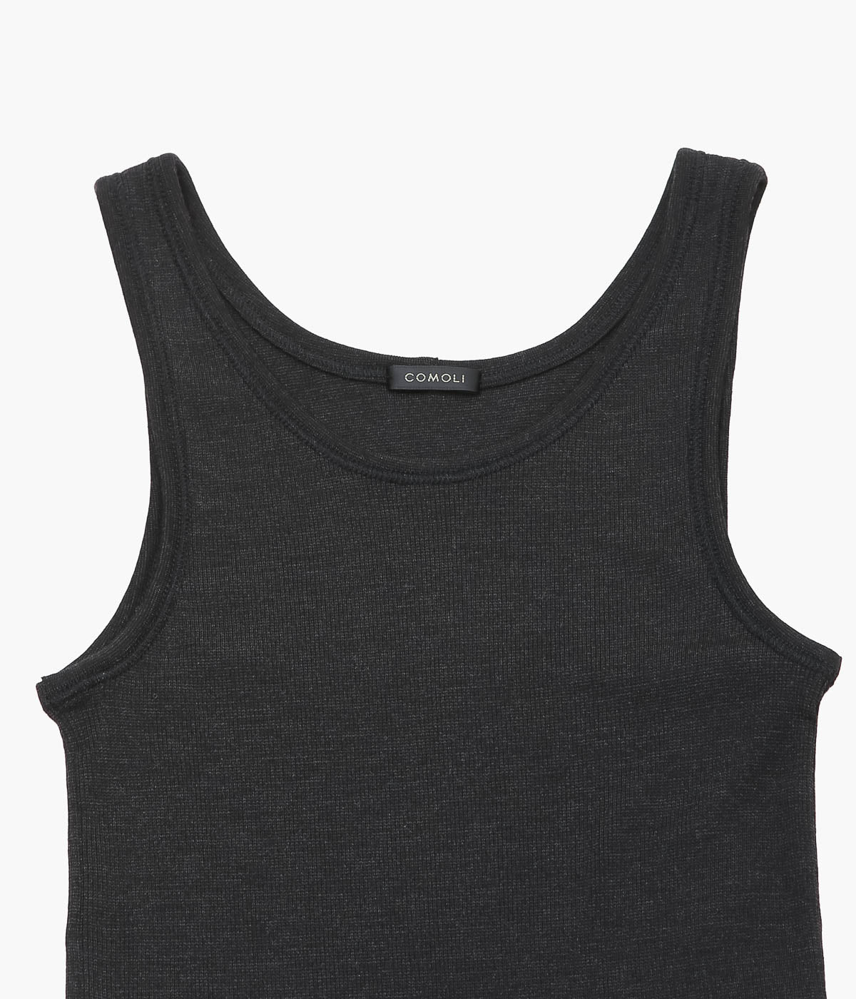 COMOLI Wool Rib Tank Top (Charcoal)