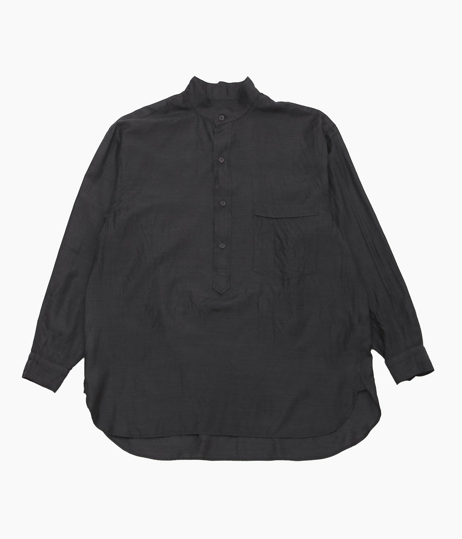 COMOLI ''Wool Silk Pullover Shirt'' (CHARCOAL)