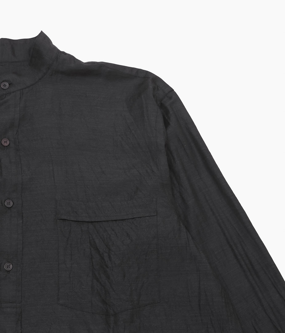 COMOLI ''Wool Silk Pullover Shirt'' (CHARCOAL)