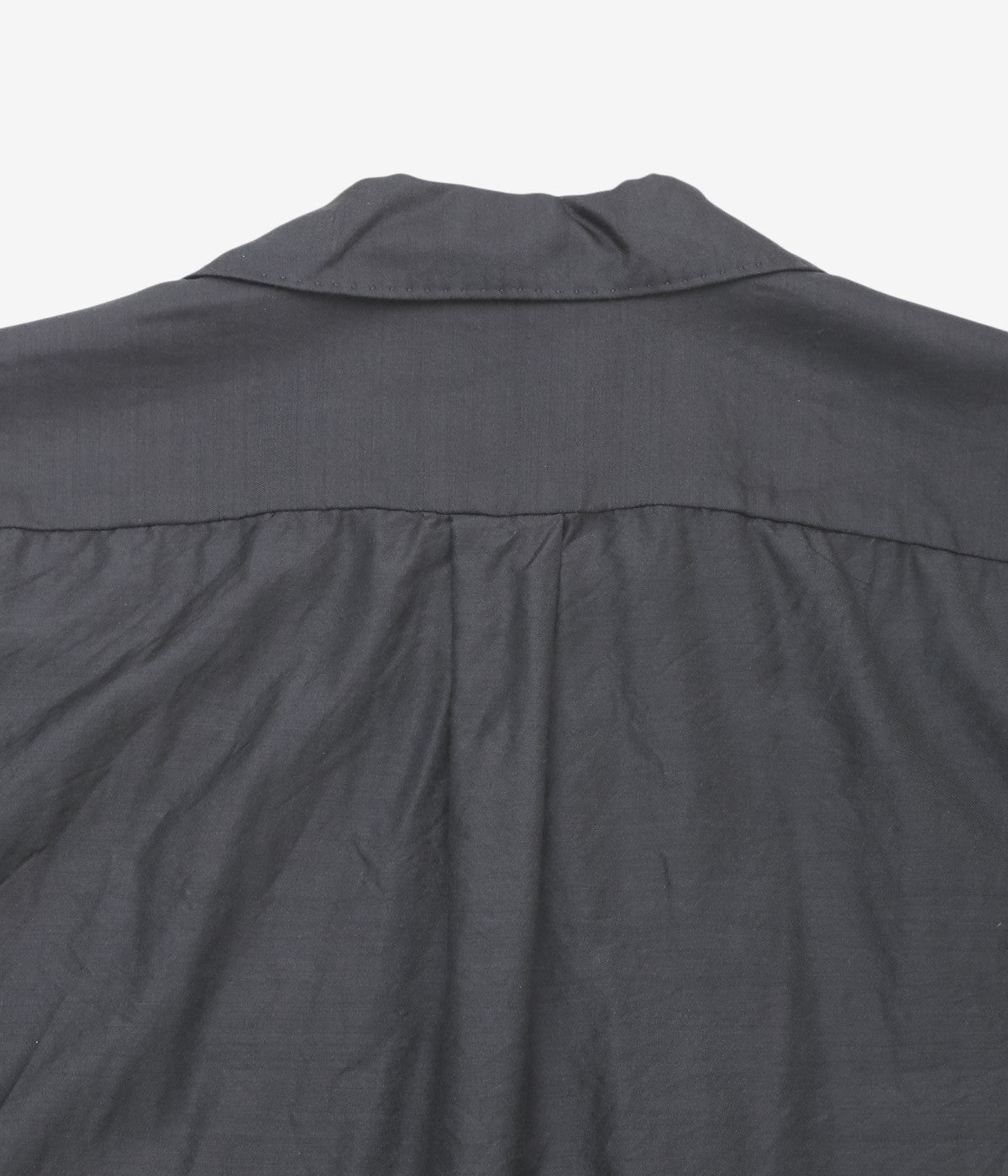 COMOLI "Wool Silk Short Sleeve Open Collar Shirt" (BROWN)