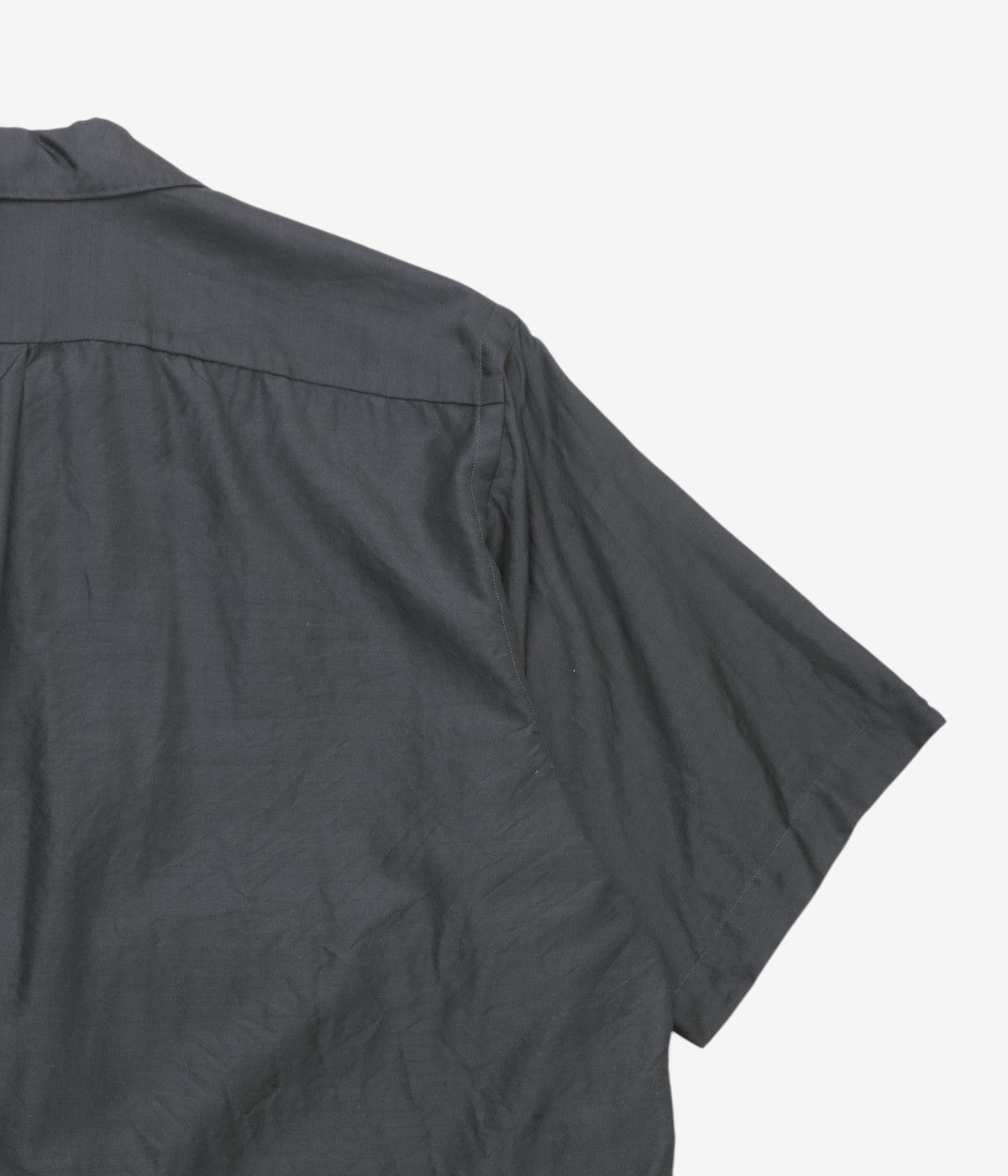 COMOLI "Wool Silk Short Sleeve Open Collar Shirt" (BROWN)