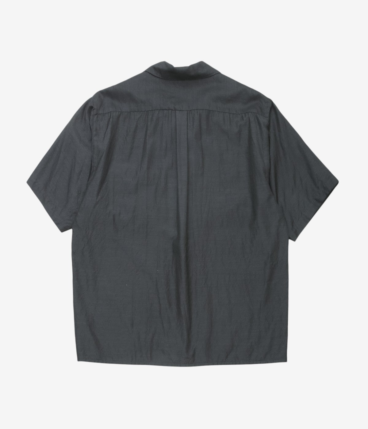 COMOLI ''ウールシルク 半袖オープンカラーシャツ'' (CHARCOAL)