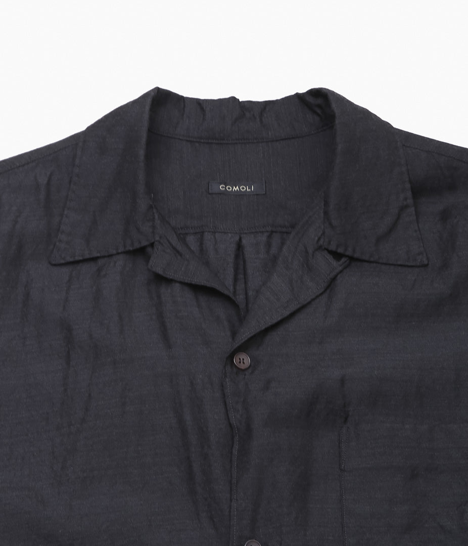 COMOLI ''ウールシルク 半袖オープンカラーシャツ'' (CHARCOAL