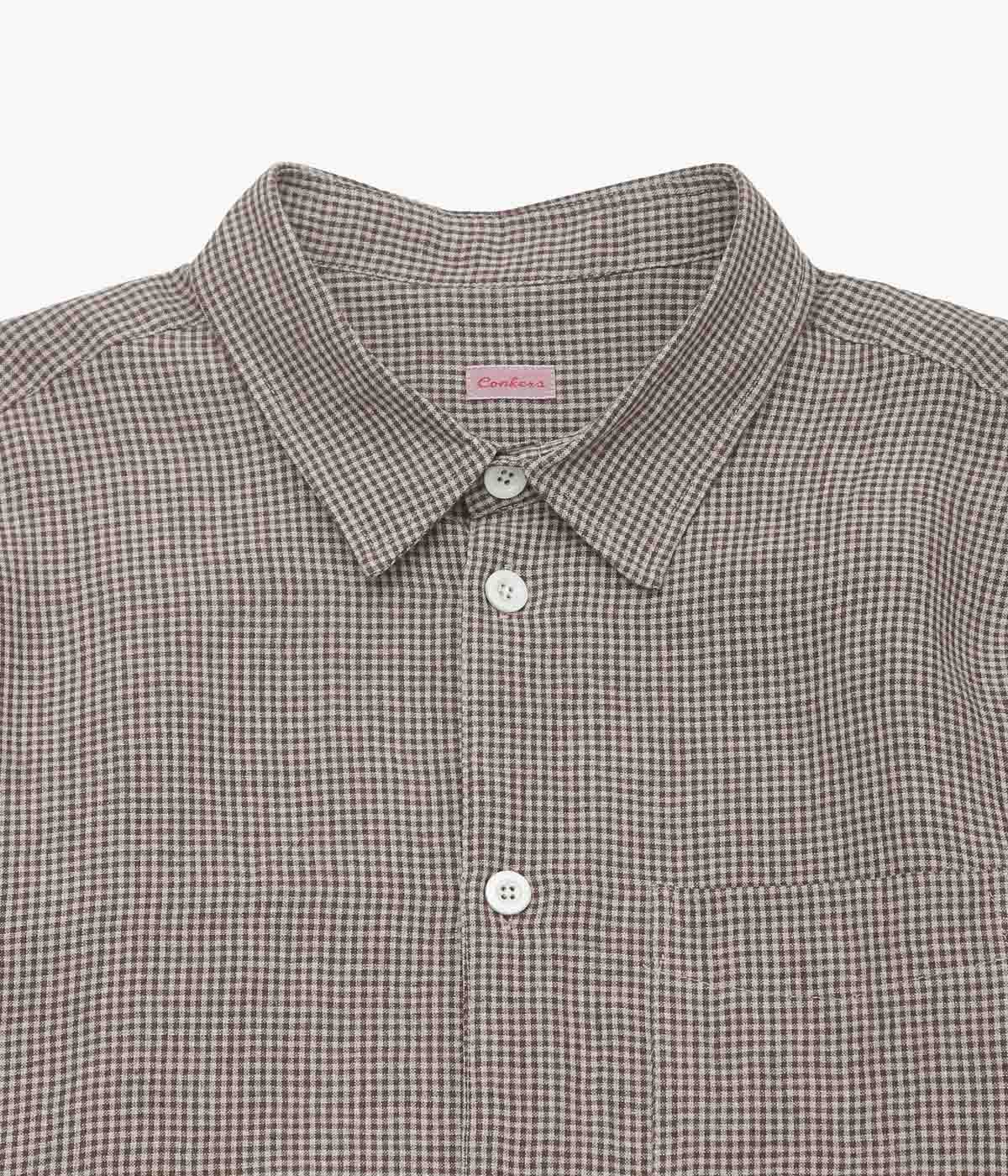CONKERS ''RELAXED FARMER SHIRT SHORT SLEEVE'' (STRAW CHECK)