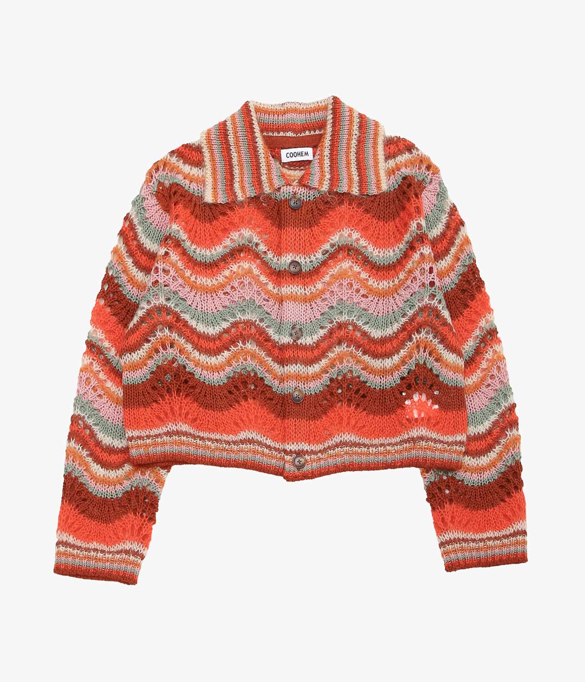 COOHEM ''MOHAIR WOOL MULTI BORDER KNIT C/D'' (TERRACOTTA)