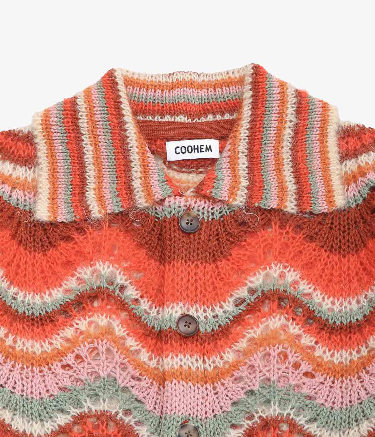COOHEM ''MOHAIR WOOL MULTI BORDER KNIT C/D'' (TERRACOTTA)