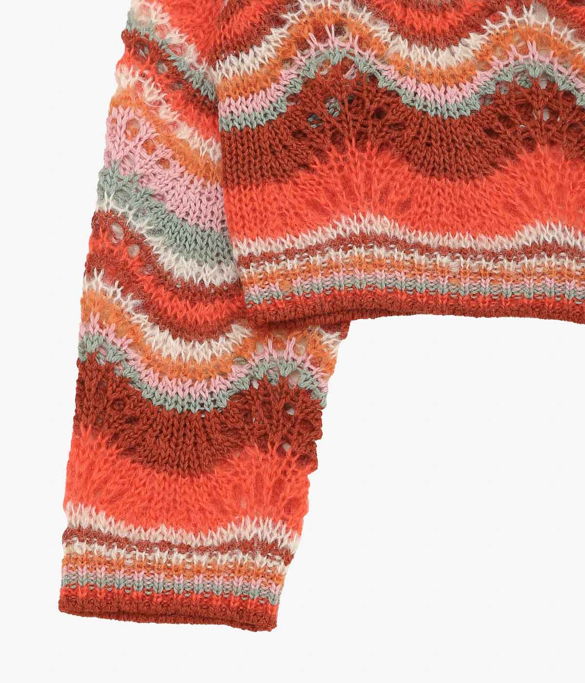 COOHEM ''MOHAIR WOOL MULTI BORDER KNIT C/D'' (TERRACOTTA)