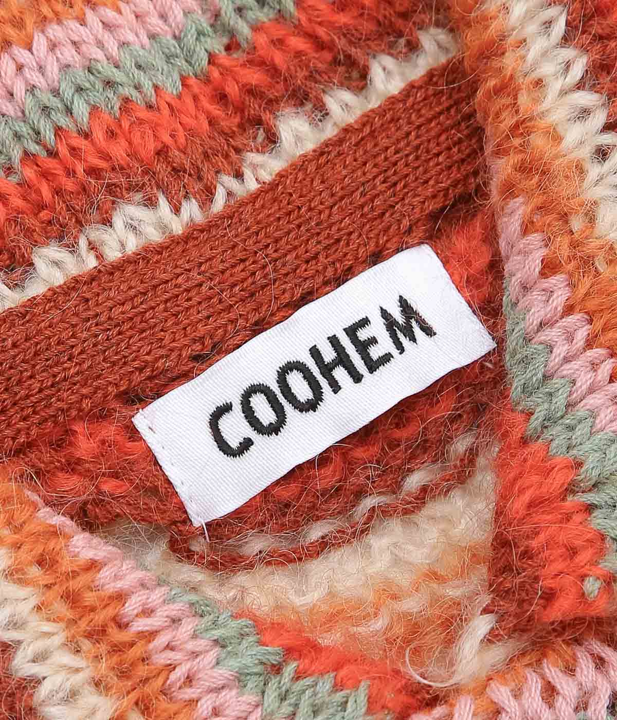 COOHEM ''MOHAIR WOOL MULTI BORDER KNIT C/D'' (TERRACOTTA)