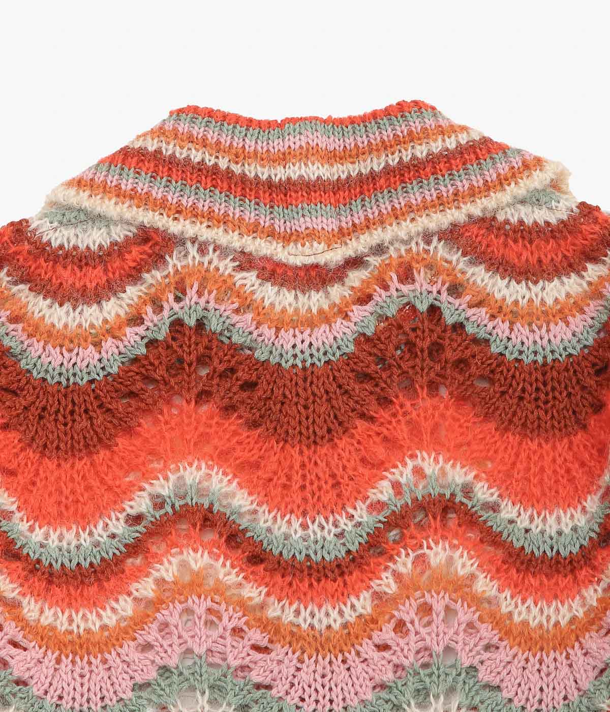 COOHEM ''MOHAIR WOOL MULTI BORDER KNIT C/D'' (TERRACOTTA)