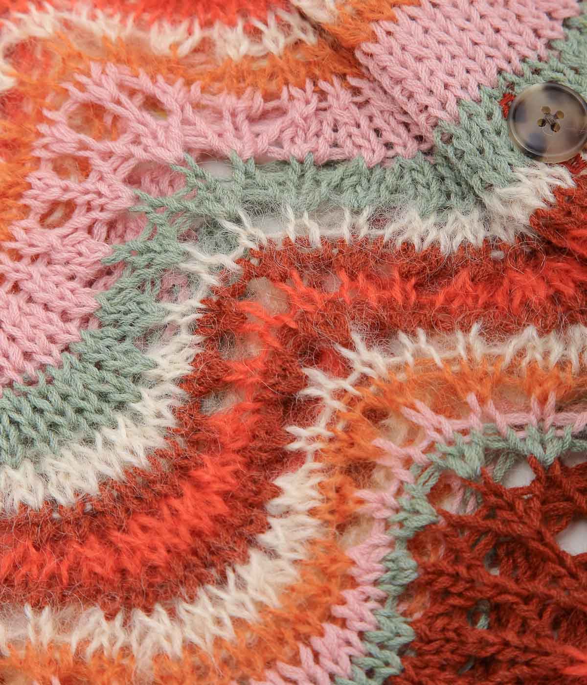 COOHEM ''MOHAIR WOOL MULTI BORDER KNIT C/D'' (TERRACOTTA)