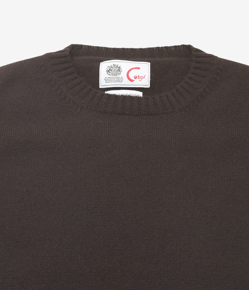 CORGI ''2PLY CASHMERE CREW NECK PULLOVER'' (DARK BROWN)