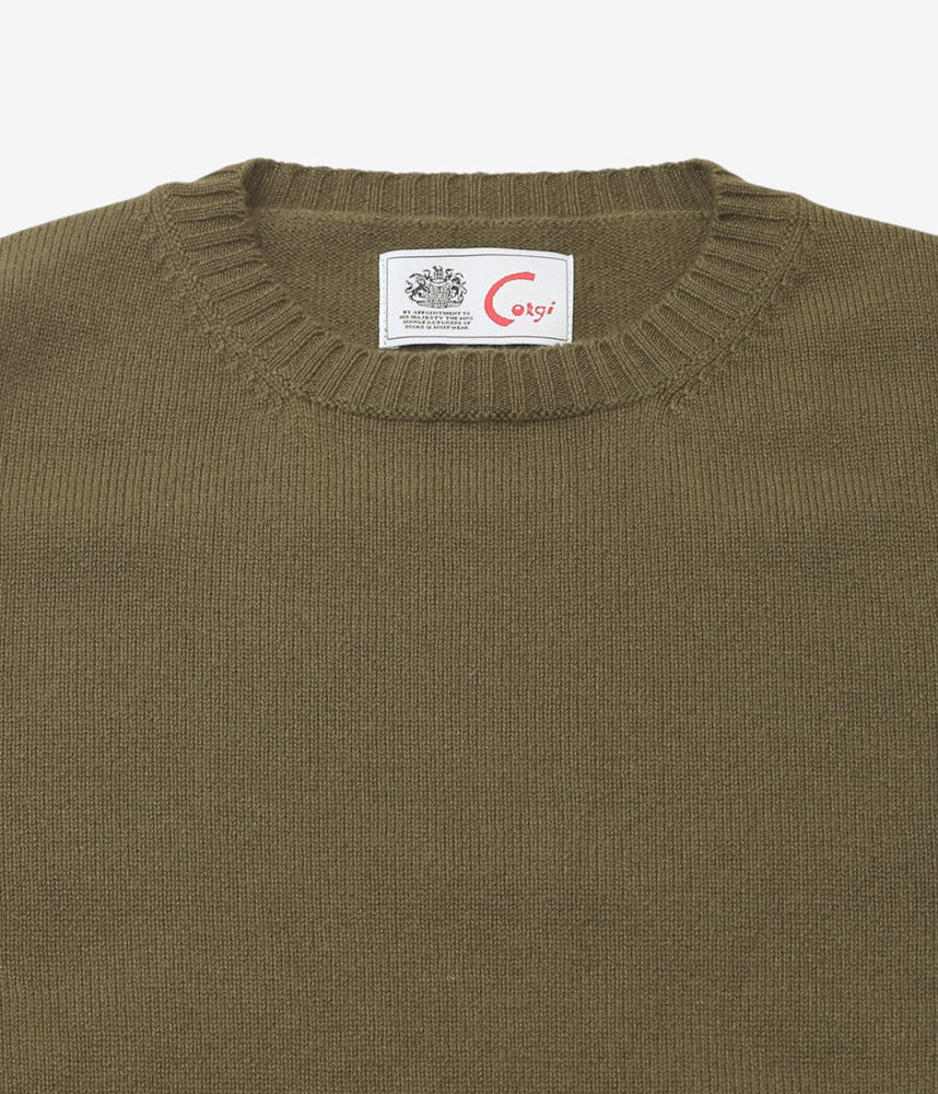 CORGI ''2PLY CASHMERE CREW NECK PULLOVER'' (OLIVE DUN)