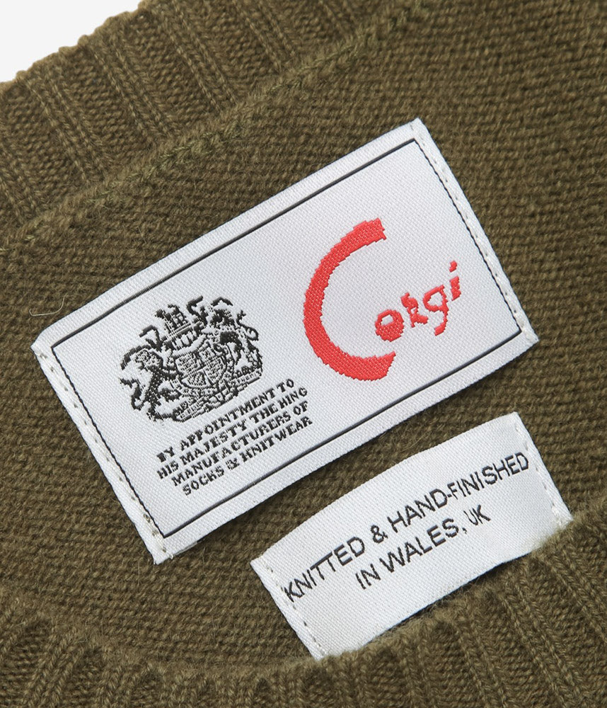 CORGI ''2PLY CASHMERE CREW NECK PULLOVER'' (OLIVE DUN)
