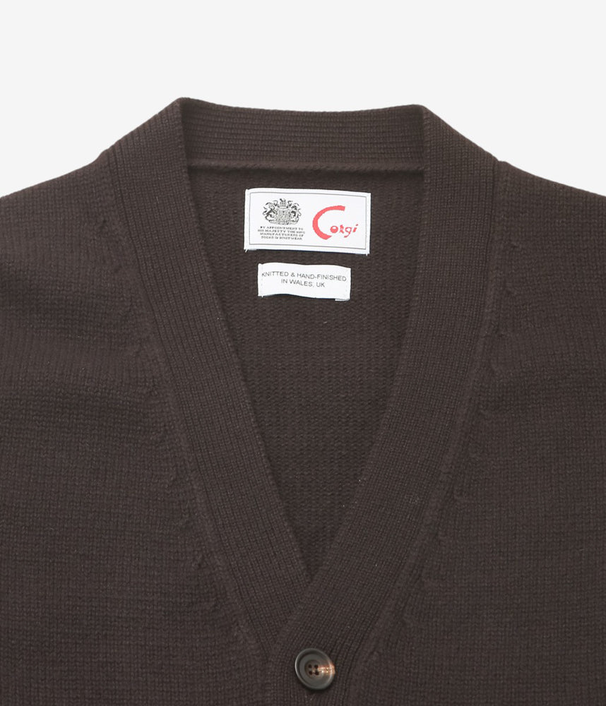 CORGI ''4PLY CASHMERE CARDIGAN'' (DARK BROWN)