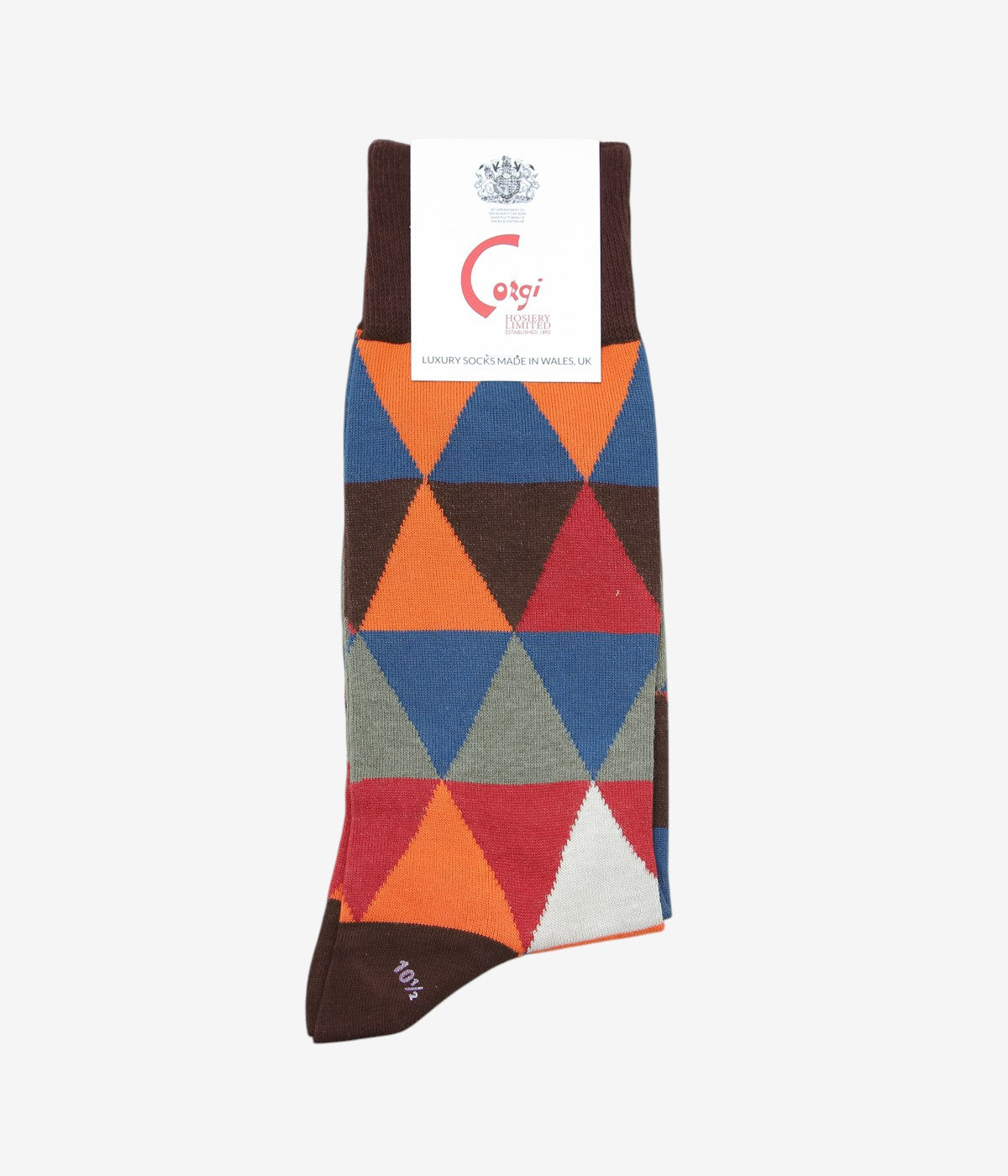 CORGI ''LIGHTWEIGHT COTTON TRIANGLE PATTERN SOCKS'' (BURGUNDY)