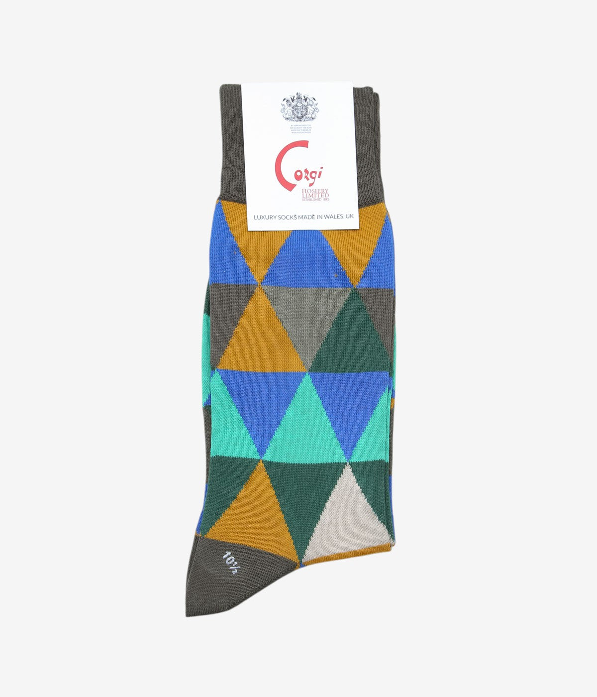 CORGI ''LIGHTWEIGHT COTTON TRIANGLE PATTERN SOCKS'' (LODEN)