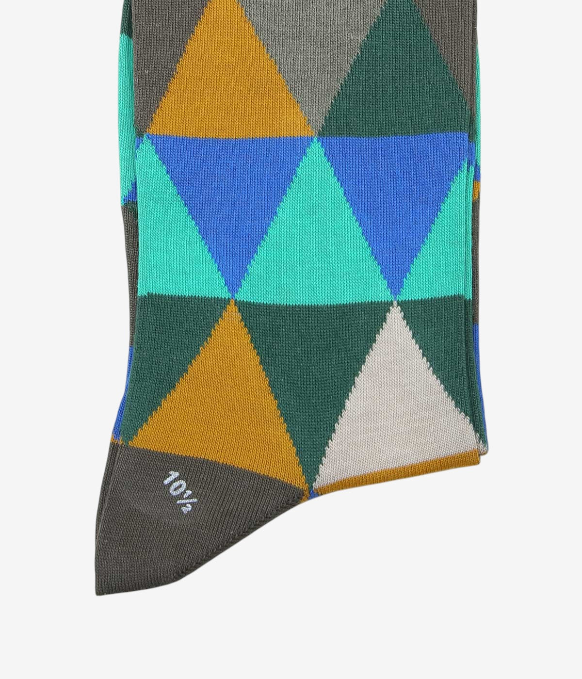 CORGI ''LIGHTWEIGHT COTTON TRIANGLE PATTERN SOCKS'' (LODEN)
