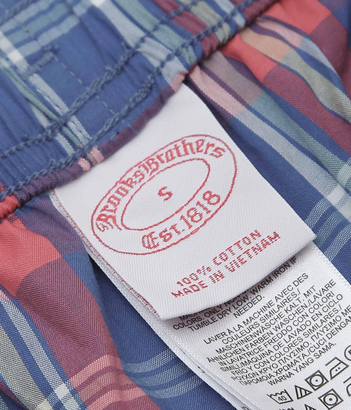 BROOKS BROTHERS ''COTTON BROADCLOTH MADRAS LOUNGE PANTS'' (NAVYMULTI)