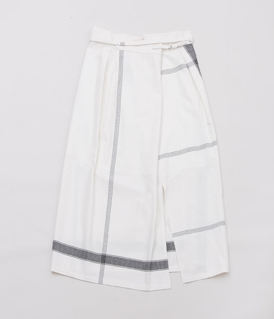 DELIY ''COTTON/LINEN BIG CHECK CLOTH WRAP SKIRT'' (OFF WHITE)