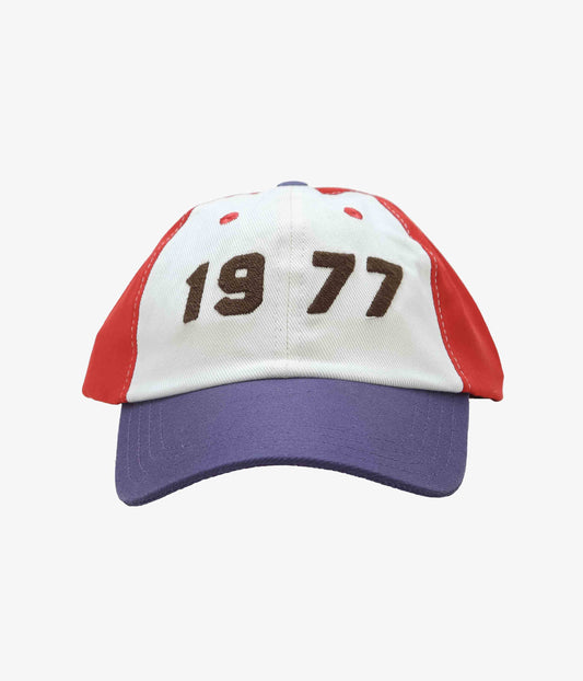 DRAKE'S ''1977 KNITTED PATCH BASEBALL CAP'' (W RED & PURP)