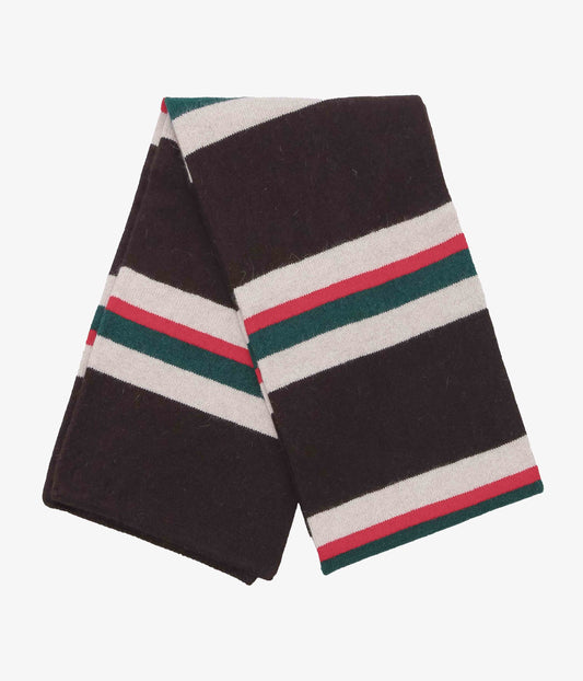 DRAKE'S ''GEELONGORA STRIPED TUBULAR SCARF'' (BRN,RED & GRN)